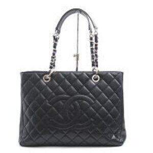 Chanel Caviar Leather Matelasse Chain Tote Bag GST Black